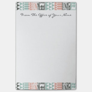 Pink Blue Grau Abstrakt Aztec Tribal Print Pattern Post-it Klebezettel