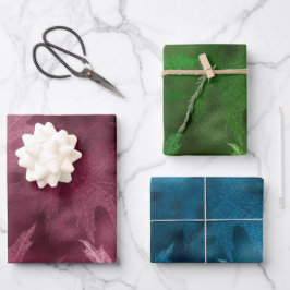 PINK BLUE GREEN FALL AUTUMN LEAVES WRAPPING PAPER GESCHENKPAPIER SET
