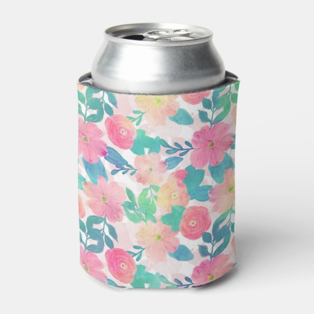 Pink Blue Hand Paint Floral Girl Design Dosenkühler (Kanne Vorderseite)