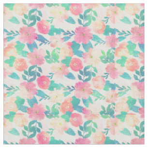 Pink Blue Hand Paint Floral Girl Design Stoff