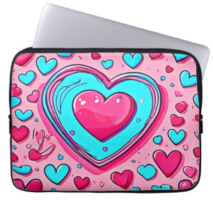 Pink Blue Heart Pattern Laptopschutzhülle