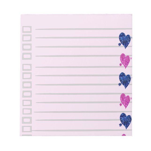 Pink & Blue Heft Notepad Notizblock (Vorderseite)