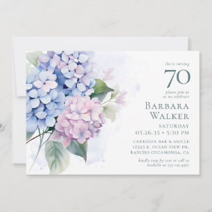 Pink Blue Hydrangeas 70e carte d'anniversaire