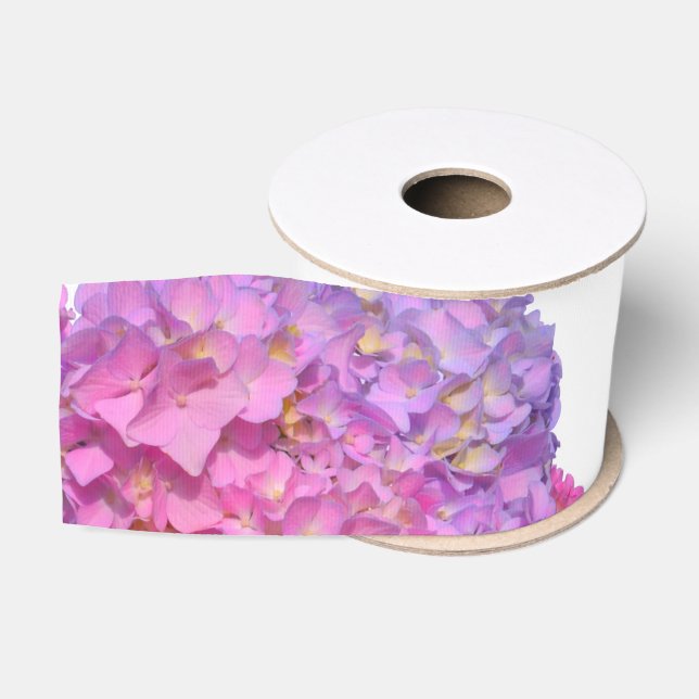 Pink Blue Hydrangeas elegante rosa violette Blumen Ripsband (Spule)