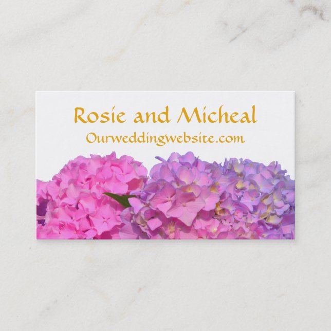 Pink Blue Hydrangeas elegante rosa violette Blumen Visitenkarte (Vorderseite)