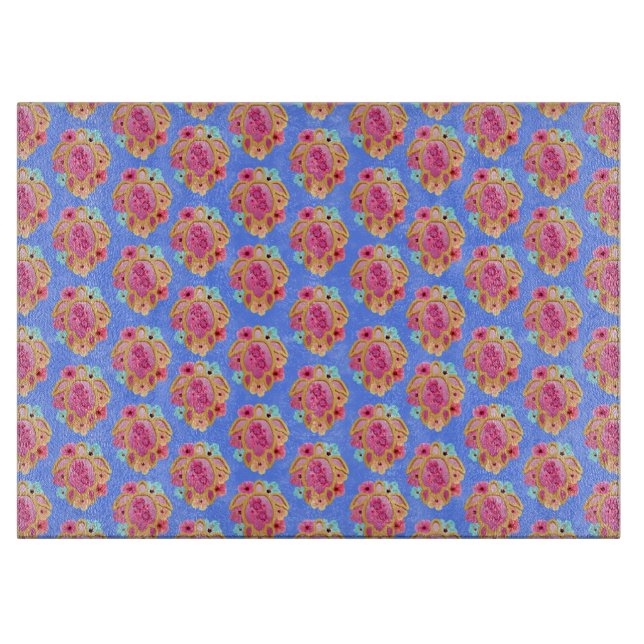 Pink Blue Island Tropical Sea Turtles Schneidebrett (Vorderseite)