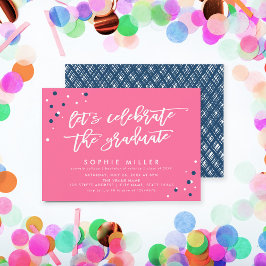 Pink Blue Let's Celebrate the Graduate Grad Party Einladung