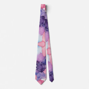 Pink Blue Lila Aquarellfarbe Fusionsspritze Krawatte