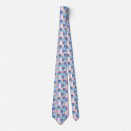Pink Blue Lila Cat Graphic Cubism Style Muster Krawatte