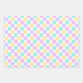 PINK BLUE LILA GREEN YELLOW EASTER BUNNIES GESCHENKPAPIER SET