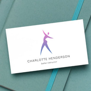Pink Blue Logo Silhouette Dance School Academy Visitenkarte