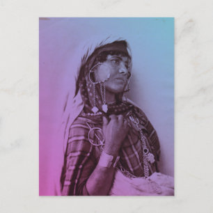 Pink Blue Maghreb Tunesische Girl Woman Postkarte
