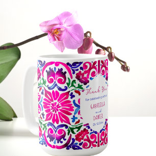 Pink blue Majolica Spanisch Mexikanische Kachel Gu Kaffeetasse