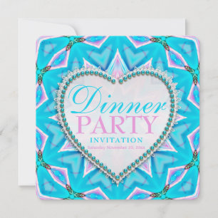 Pink Blue Mandala Bohemisches Abendessen Party Ein Einladung