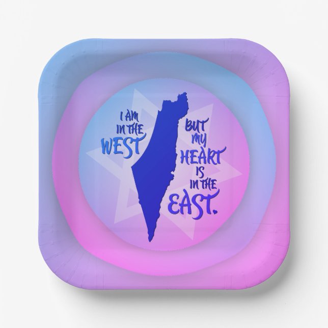 Pink/Blue Mein Herz ist in Ost-Israel Pappteller (Vorderseite)