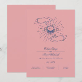Pink & Blue Mystical Hands Celestial Handfastings Einladung