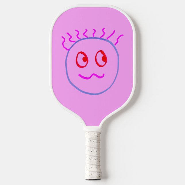 Pink Blue Niedlich Face Pickleball Paddle (Vorderseite)