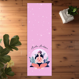 Pink & Blue Niedlich Girl in Meditation mit Blume Yogamatte