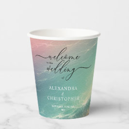 Pink Blue Ocean Beach Sand Signature Boho Pappbecher