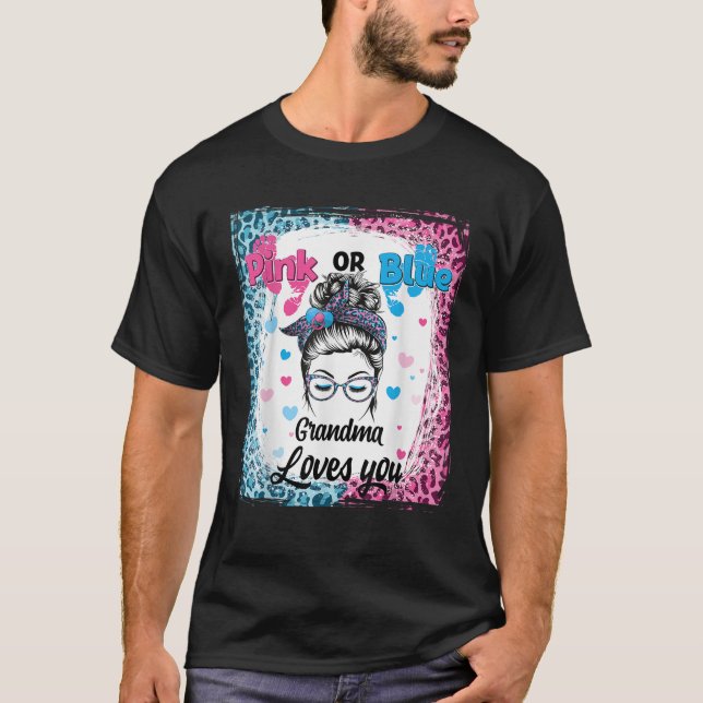 Pink Blue Oma Messy Bun gebleicht Geschlechtsverke T-Shirt (Vorderseite)