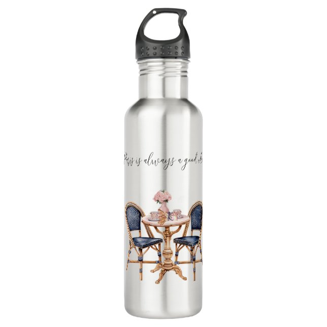 Pink Blue Paris Table Baguettes Edelstahlflasche (Vorderseite)