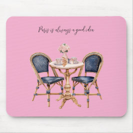 Pink Blue Paris Table Baguettes Mousepad