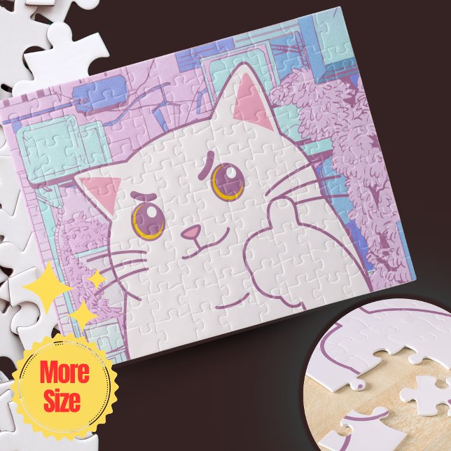 Pink & Blue Pastel Cat Jigsaw Puzzle 🧩 | Cadeau (Pink & Blue Pastel Cat Jigsaw Puzzle 🧩 | Personalized Minimalist Kids Gift & Family Fun Activity)