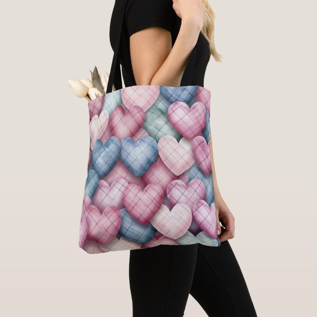 PINK & BLUE PASTEL KARIERT VALENTINE HERZEN TASCHE (Von Nahem)