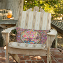 Pink Blue Persian Floral Peacock Patio Außenbereic
