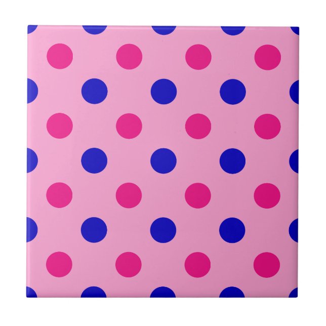Pink Blue Pink Polka Dot Pattern Fliese (Vorderseite)