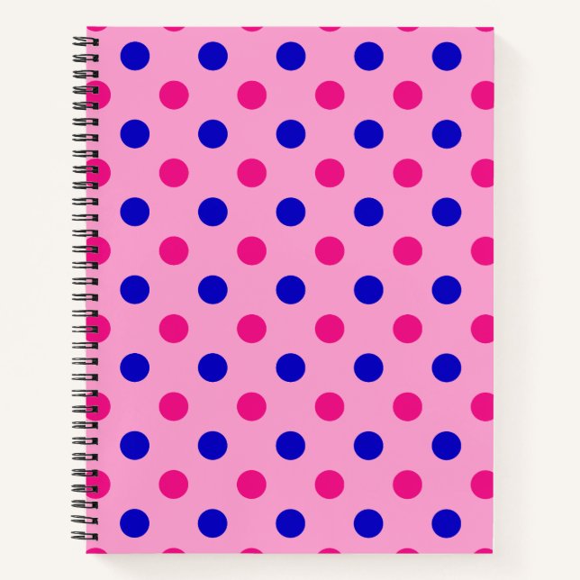 Pink Blue Pink Polka Dot Pattern Notizbuch (Vorderseite)