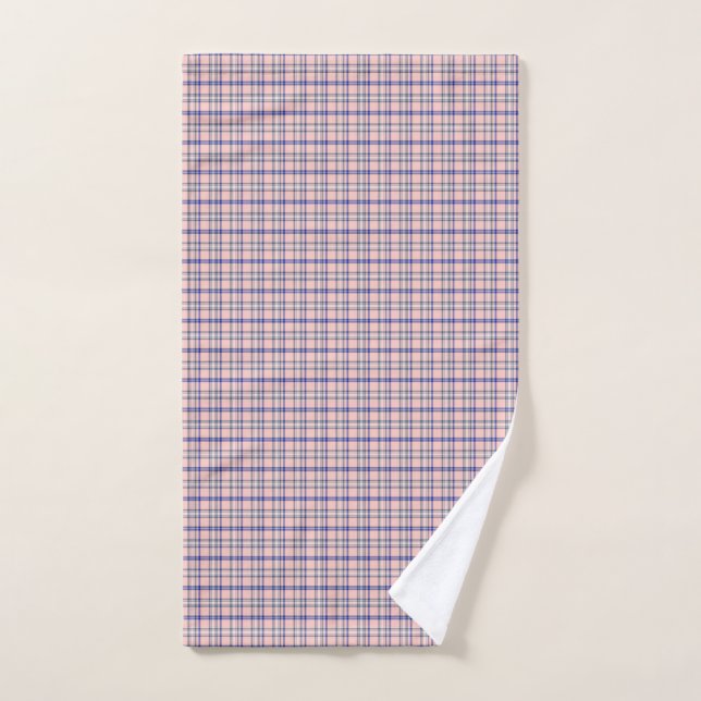 Pink Blue Plaid Classic Pattern Retro (Serviette à main)