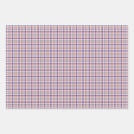 Pink Blue Plaid Classic Pattern Retro Geschenkpapier Set