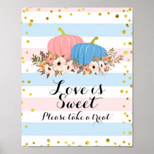 Pink & Blue Pumpkin Liebe ist Sweet Sign Poster
