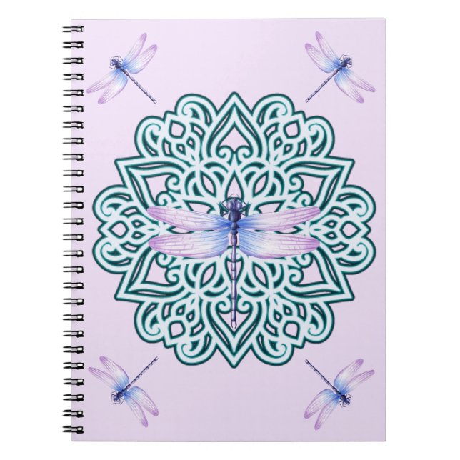 Pink Blue Purple Mandala Dragonfly Carnet (Devant)