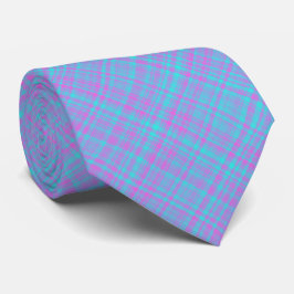 Pink Blue Purple Plaid Pattern Krawatte