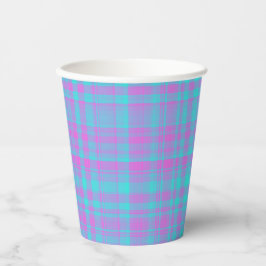 Pink Blue Purple Plaid Pattern Pappbecher