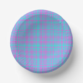 Pink Blue Purple Plaid Pattern Pappteller