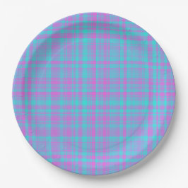 Pink Blue Purple Plaid Pattern Pappteller