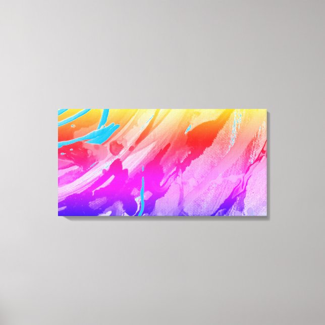 Pink Blue Red Modern Stretched Canvas Print Leinwanddruck (Vorderseite)