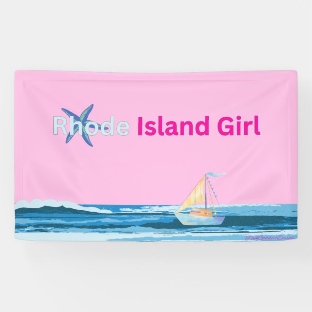 Pink Blue Rhode Island Banner (Horizontal)