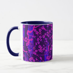 PINK BLUE SAKURA BLUME Japanisches Blumenmuster Tasse