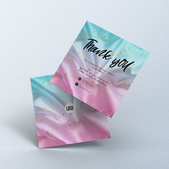 Pink Blue Satin Parties scintillant Business Carte (Créateur téléchargé)