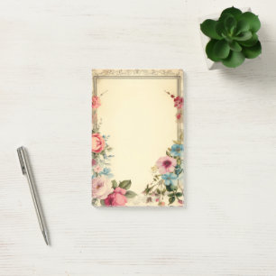 Pink Blue Shabby Vintag antike Blumengestation Post-it Klebezettel