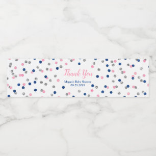 Pink Blue Silver Baby Dusche Wasser Flasche Etiket