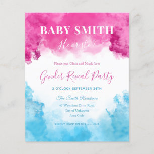 Pink Blue Smoke Baby Gender offenbaren Einladung