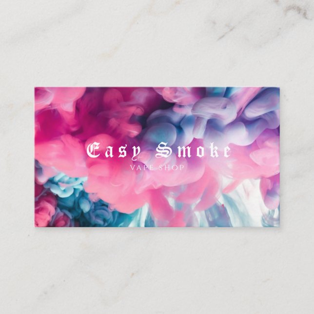 Pink Blue Smoke Vape Shop Business Card Visitenkarte (Vorderseite)
