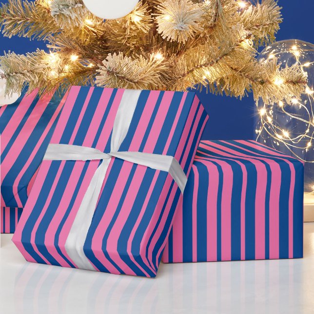 Pink Blue Stylish Stripes Pattern Design  Geschenkpapier (Von Creator hochgeladen)