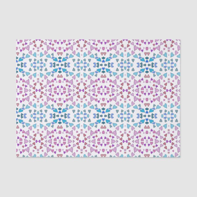 Pink Blue Tiny Hearts Seidenpapier (Vorderseite)