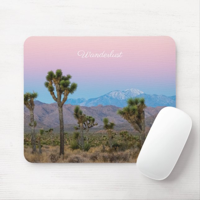 Pink Blue Wanderlust Joshua Tree Wüste Sonnenaufga Mousepad (Mit Mouse)
